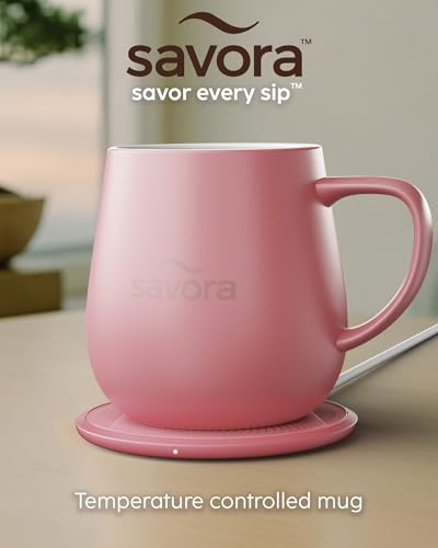 12oz Heated Ceramic Coffee Mug with Lid F981