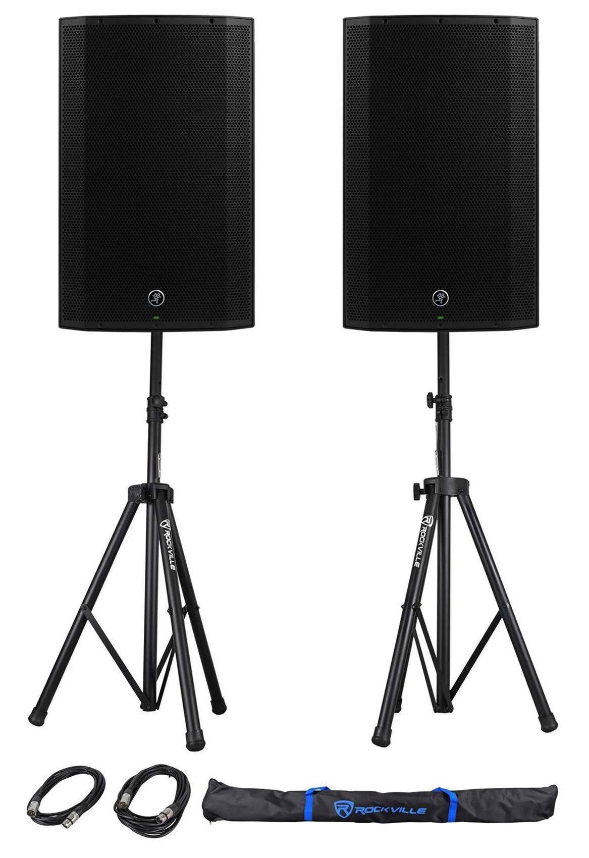 15 1300W Powered PA Speakers with Stands and Bag Y422170