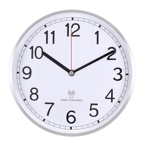 14 Inch Radio Controlled Aluminum Frame Wall Clock S1767