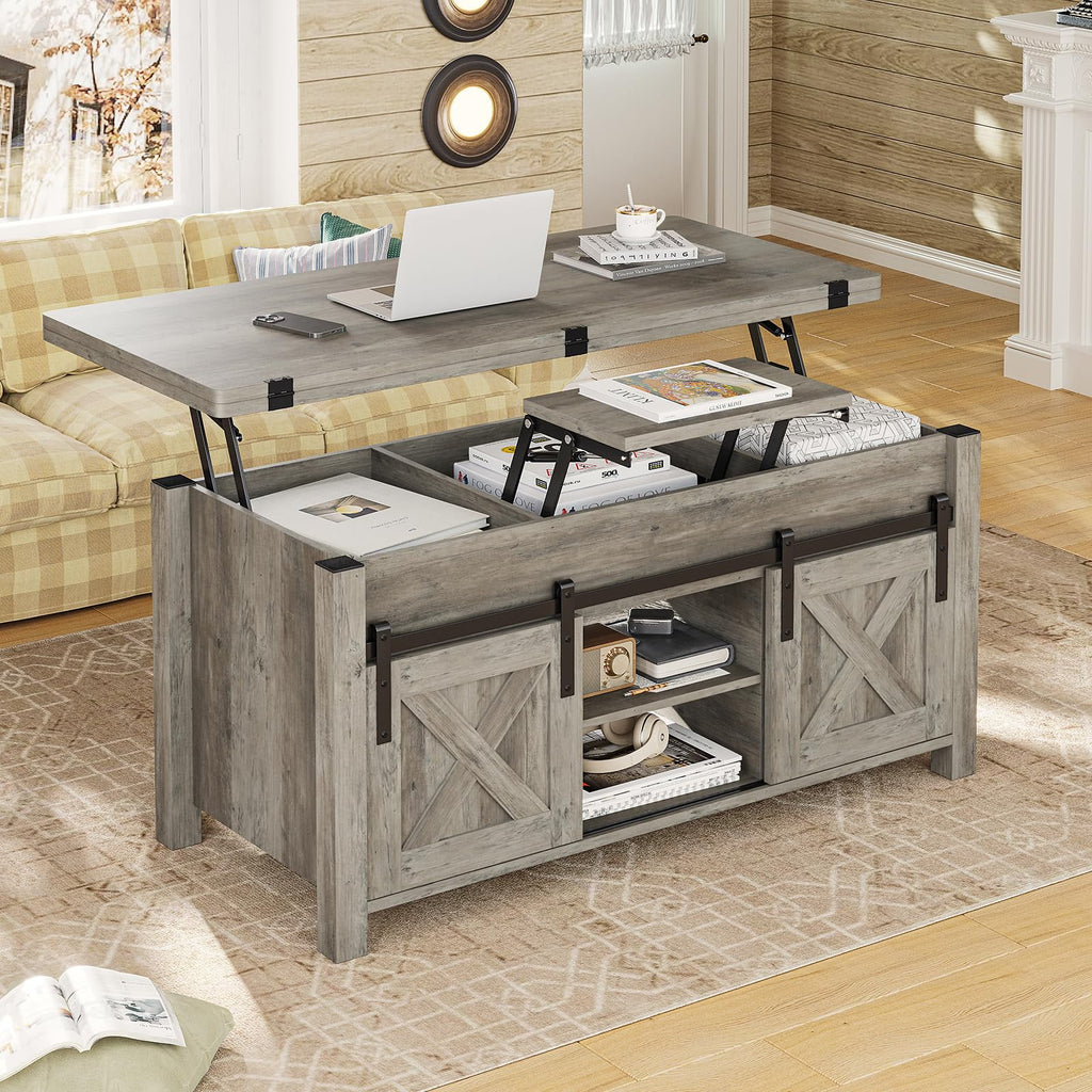 Gray Lift Top Coffee Table with Storage C305