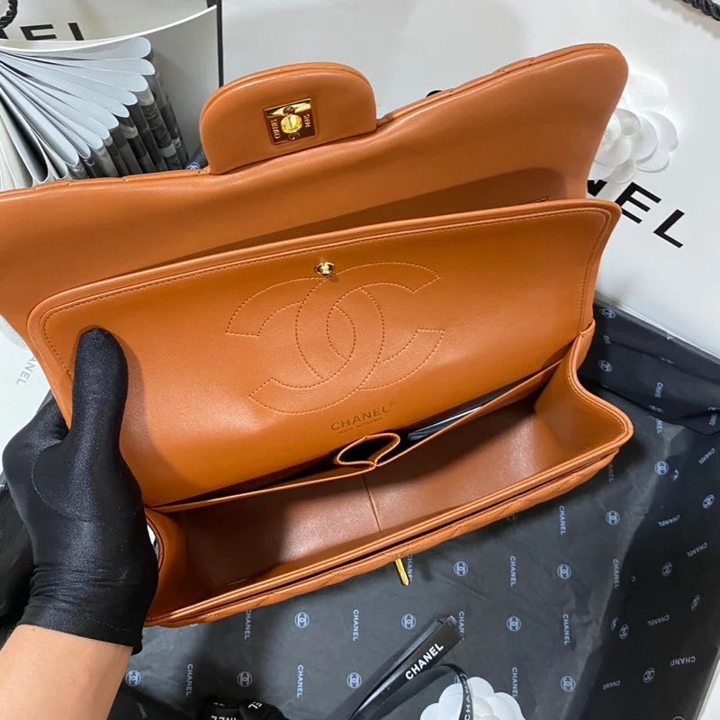 Large Classic Handbag Gold Hardware Brown I396199