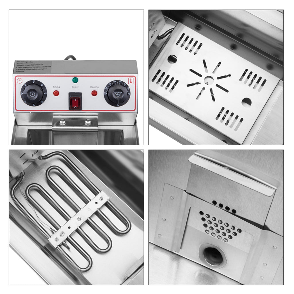 8.5QT Stainless Steel Single Tank Deep Fryer 1700W A89045