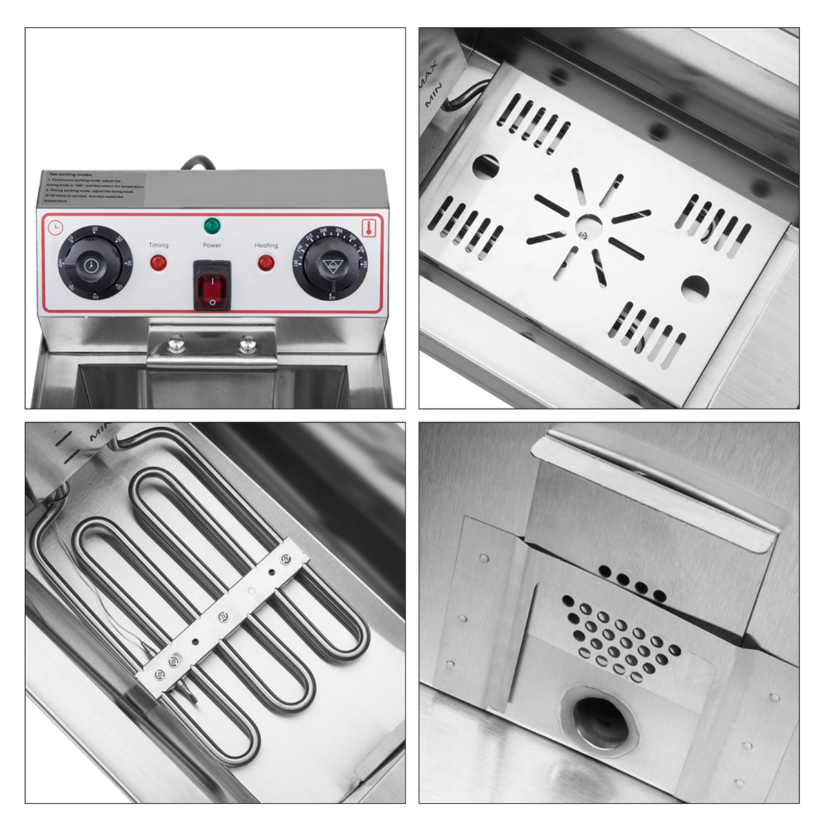 8.5QT Stainless Steel Single Tank Deep Fryer 1700W A89045