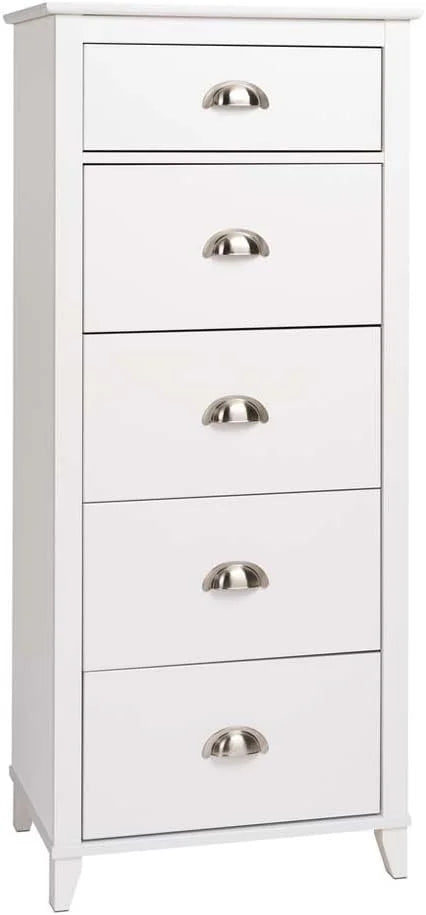 White 5-Drawer Wood Tall Dresser U921