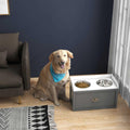 Large Elevated Dog Bowls with Storage Drawer A728