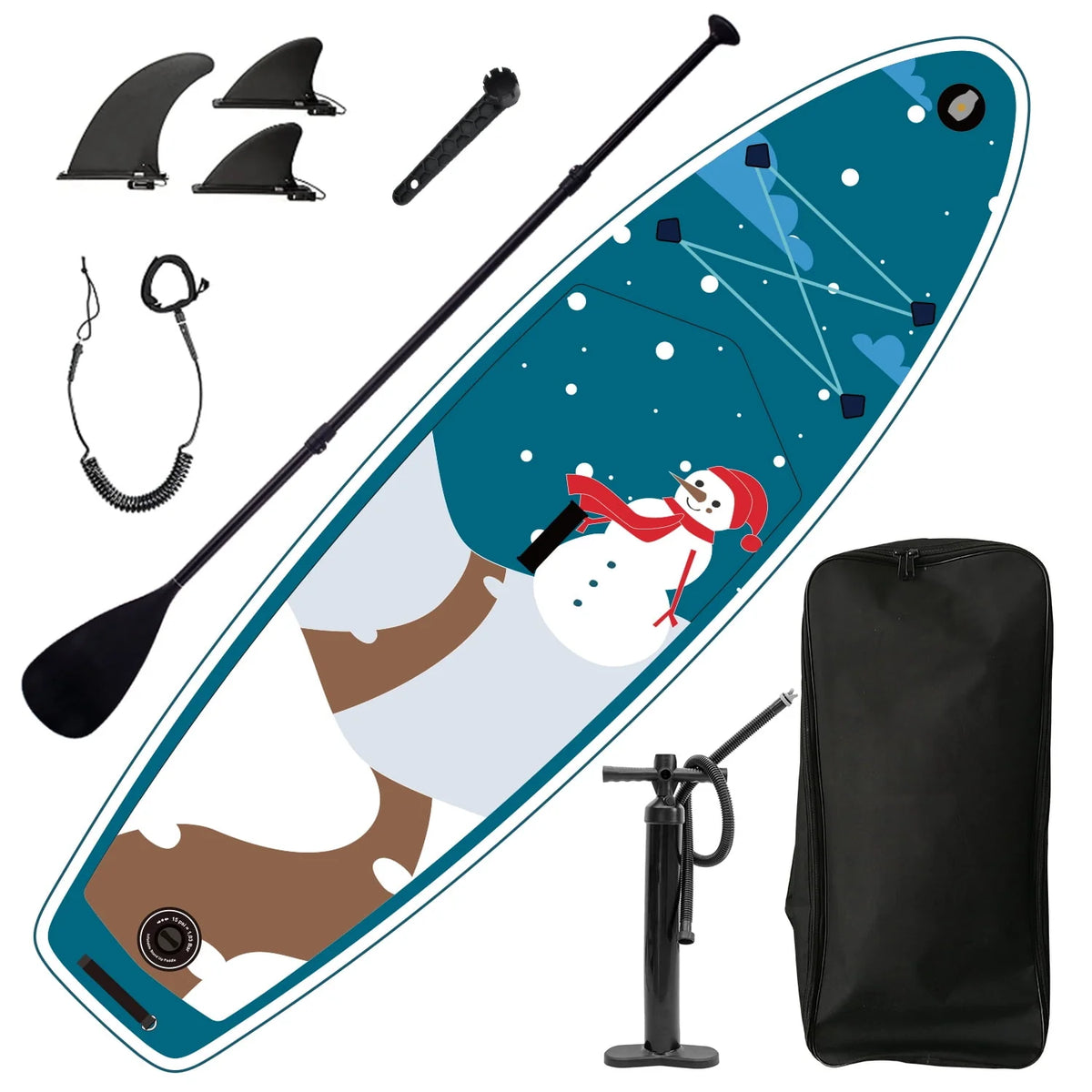 Inflatable Stand Up Paddle Board with 3 Fin, Pump, Safety Leash, Backpack and Paddle Q782369