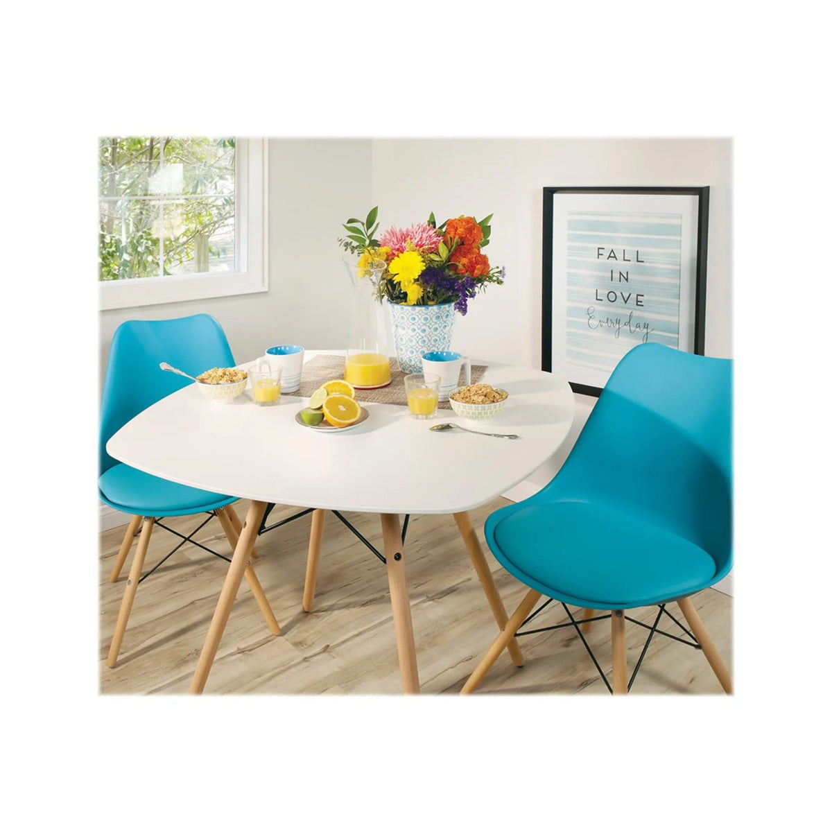 White Dining Table with Wood Legs U9968