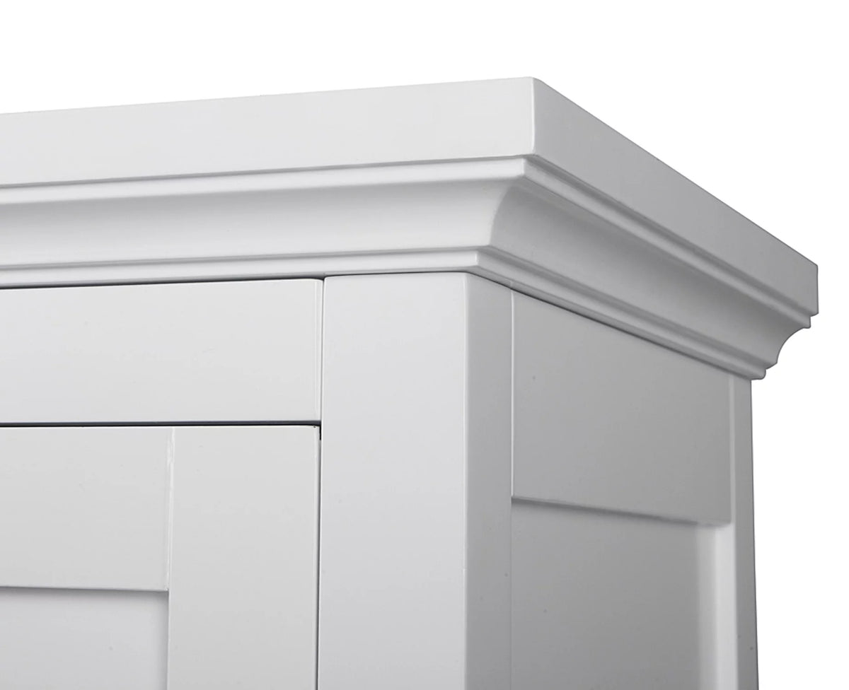 White Wooden Wall Cabinet with Shutter Doors D94758