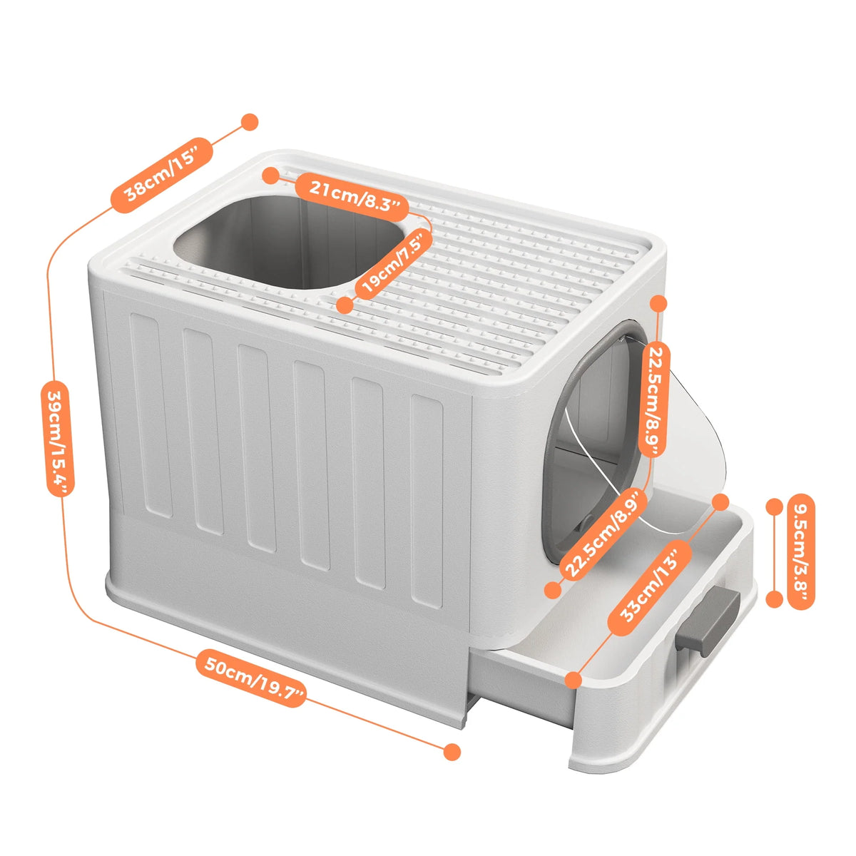 Enclosed Cat Litter Box Large Anti-Splashing Drawer Type Gray X2868