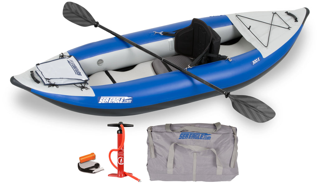 1 Person Lightweight Self-Bailing Inflatable Kayak with Paddle, Seat, Pump, Skeg E624