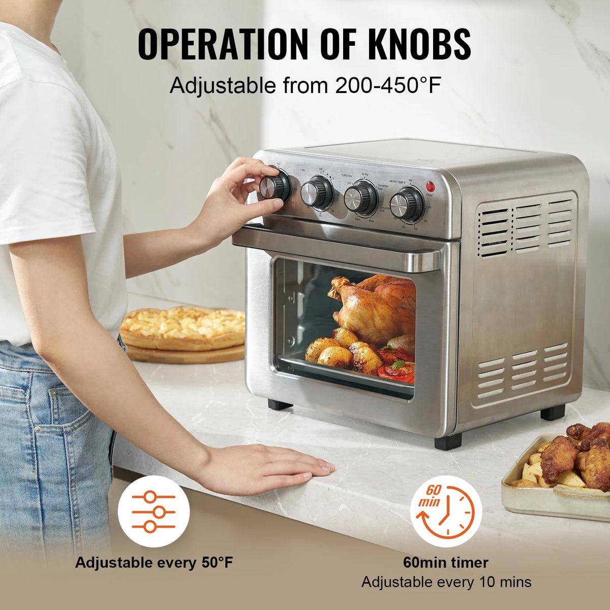 7-IN-1 Air Fryer Toaster Oven 18L Stainless Steel 1700W B697