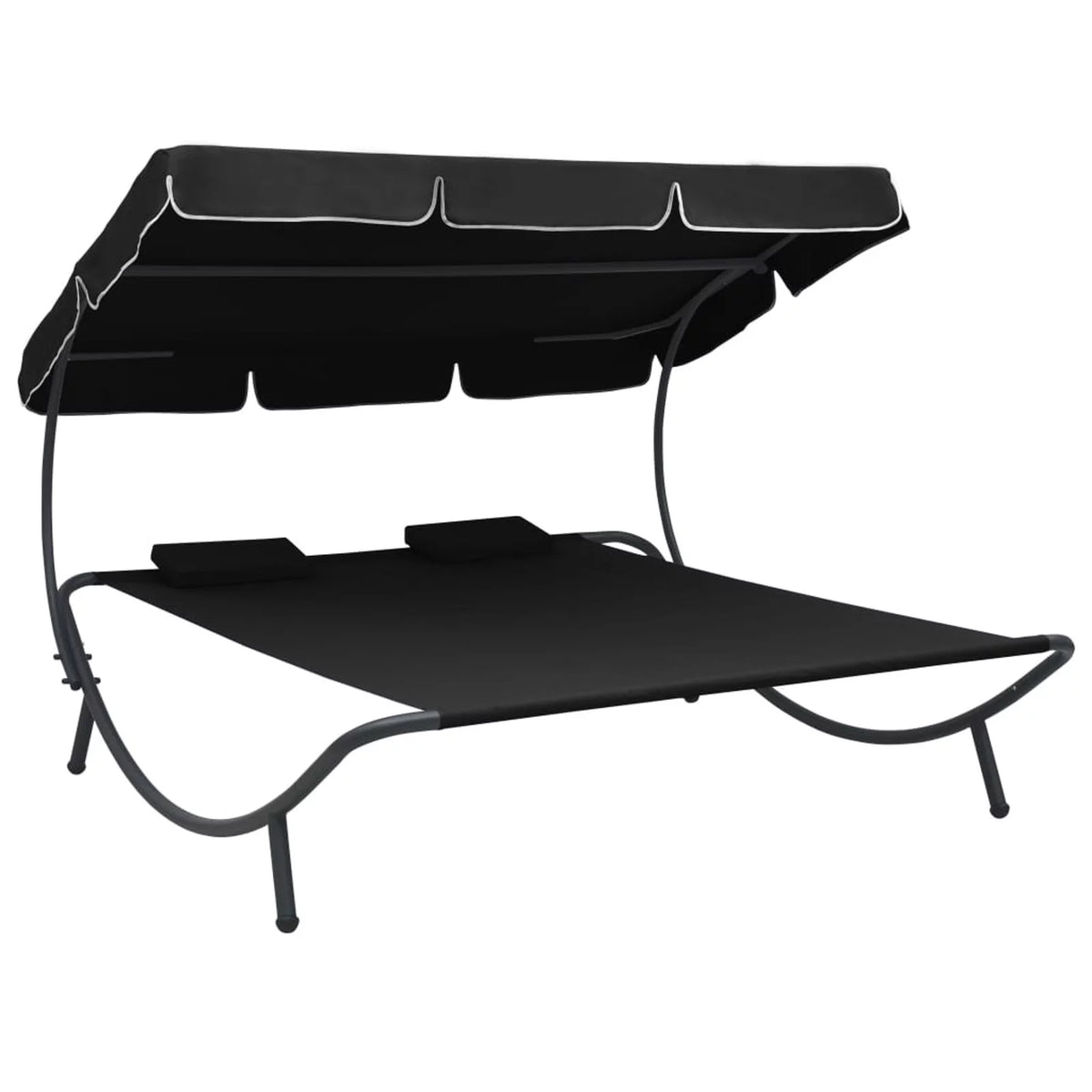 Patio Bed with Canopy and Pillows Black Z339