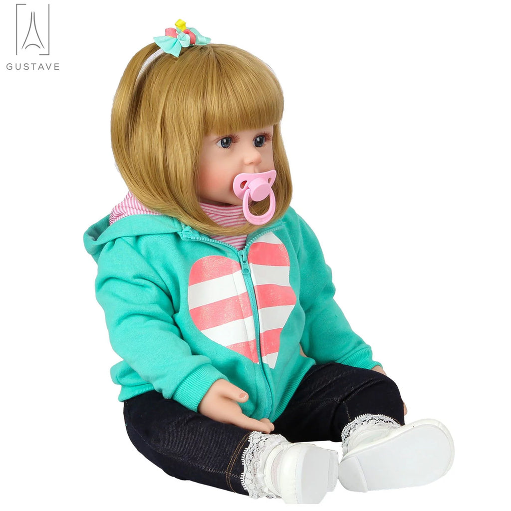 24 Inch Blond Hair Silicone Vinyl Baby Doll Y75580