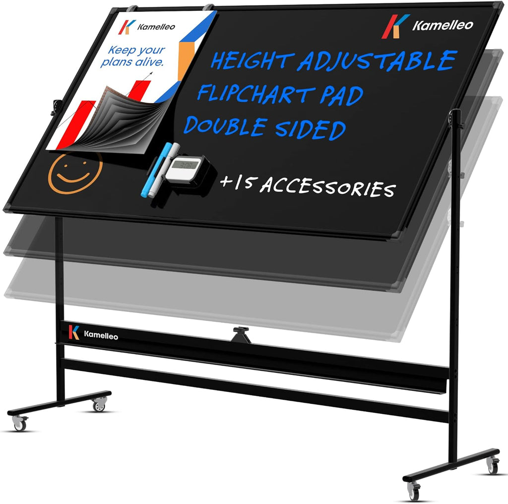 Magnetic Black Board Dry Erase Rolling Blackboard with Stand Double Sided Adjustable Portable Easel Q909