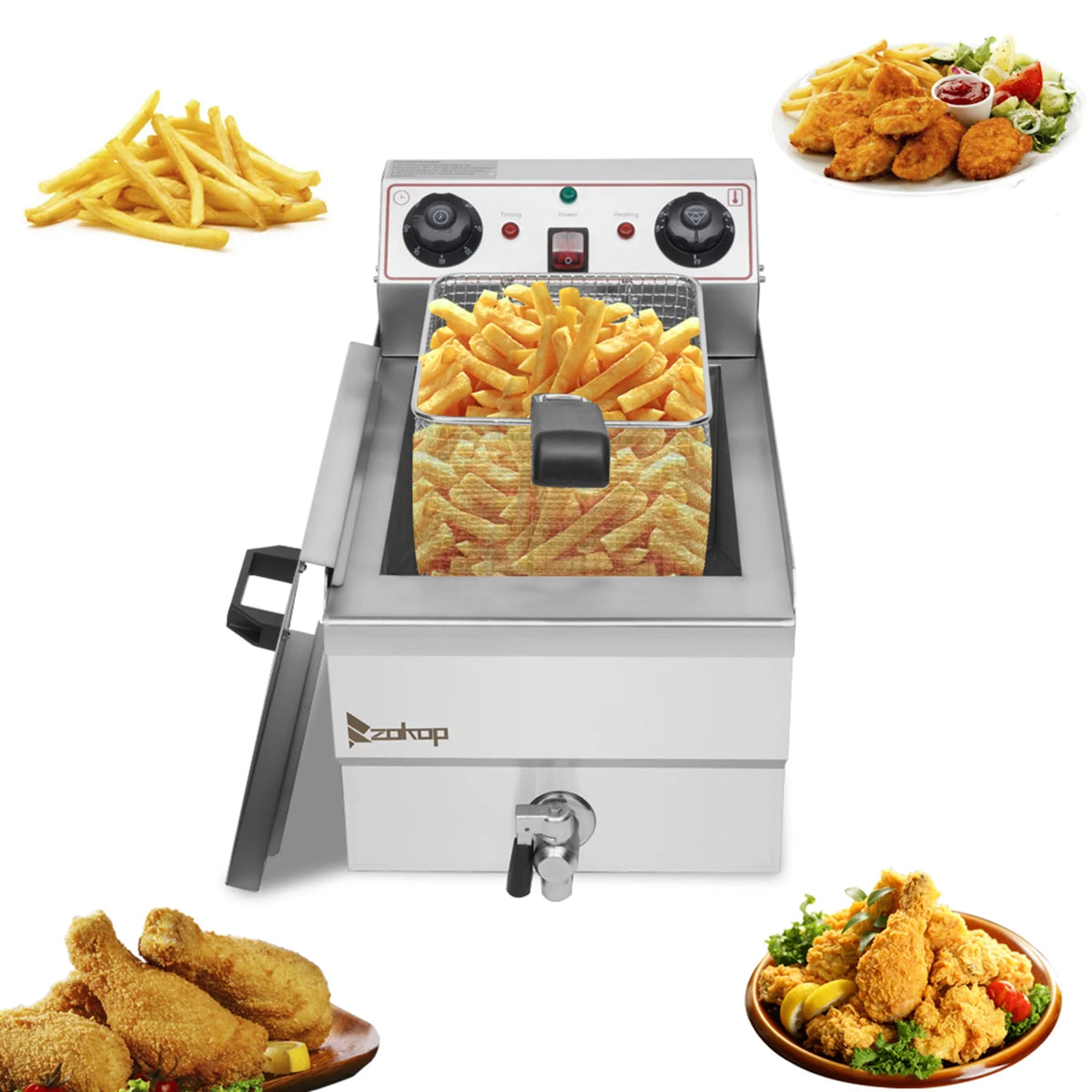 8.5QT Stainless Steel Single Tank Deep Fryer 1700W A89045