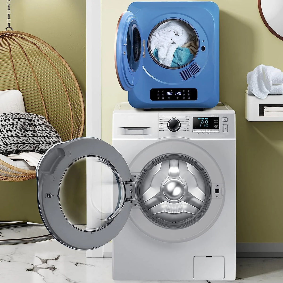 Compact Electric Clothes Dryer 8.8 Lbs 850W with Moisture Sensor I123979