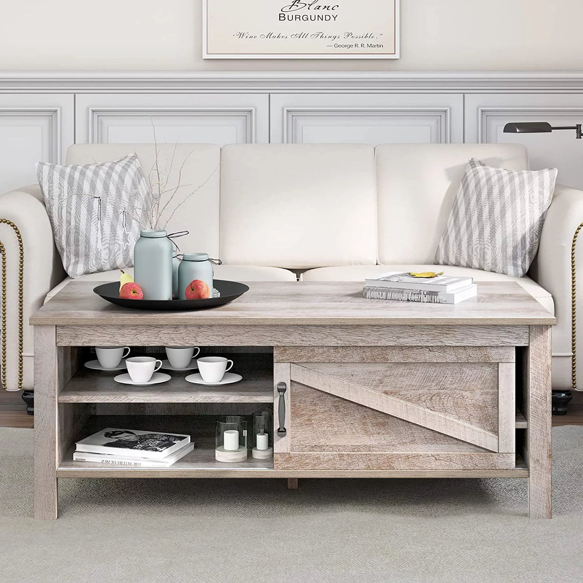 Gray Wood Coffee Table with Storage K1287