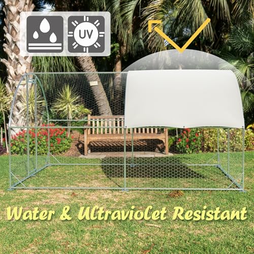 Metal Chicken Coop with Run, 19.6'x9.8'x6.4' X3829