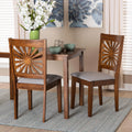 Grey Fabric and Walnut Brown Wood 2-Piece Dining Chair Set D588106