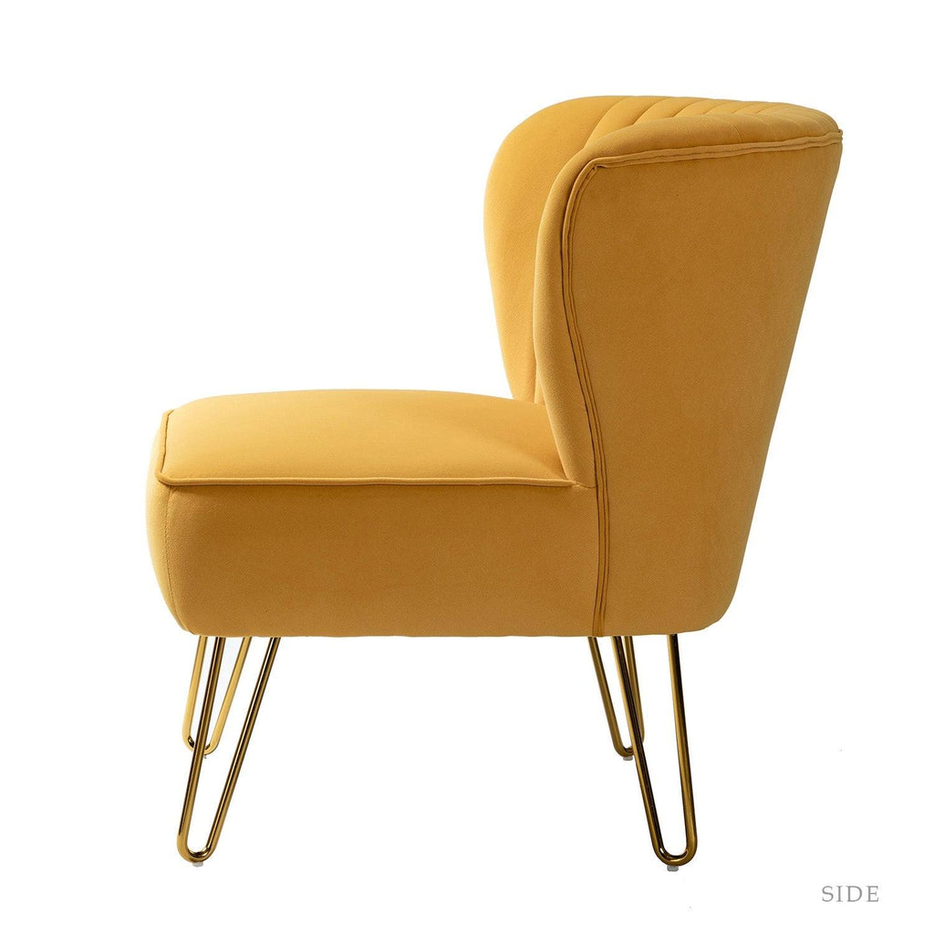Tan Tufted Side Chair with Golden Base W373874