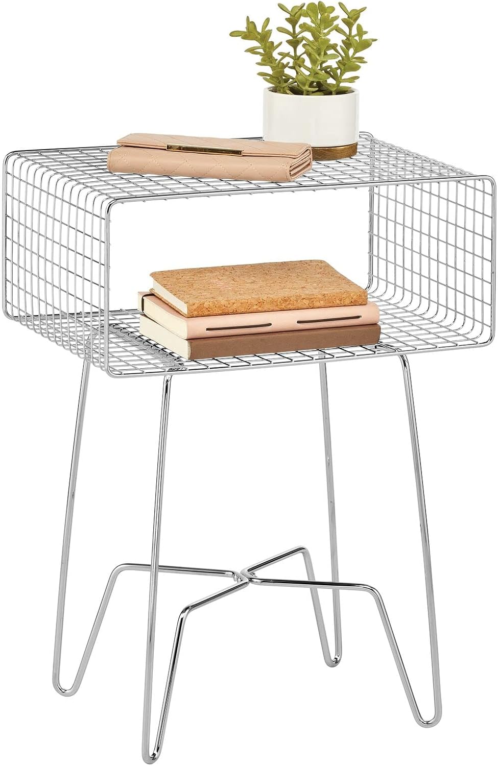 Industrial Side Table with Storage Shelf A8170