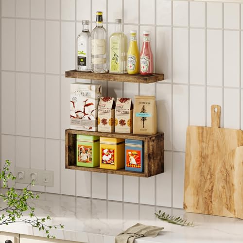 Rustic Brown Floating Shelves D35982
