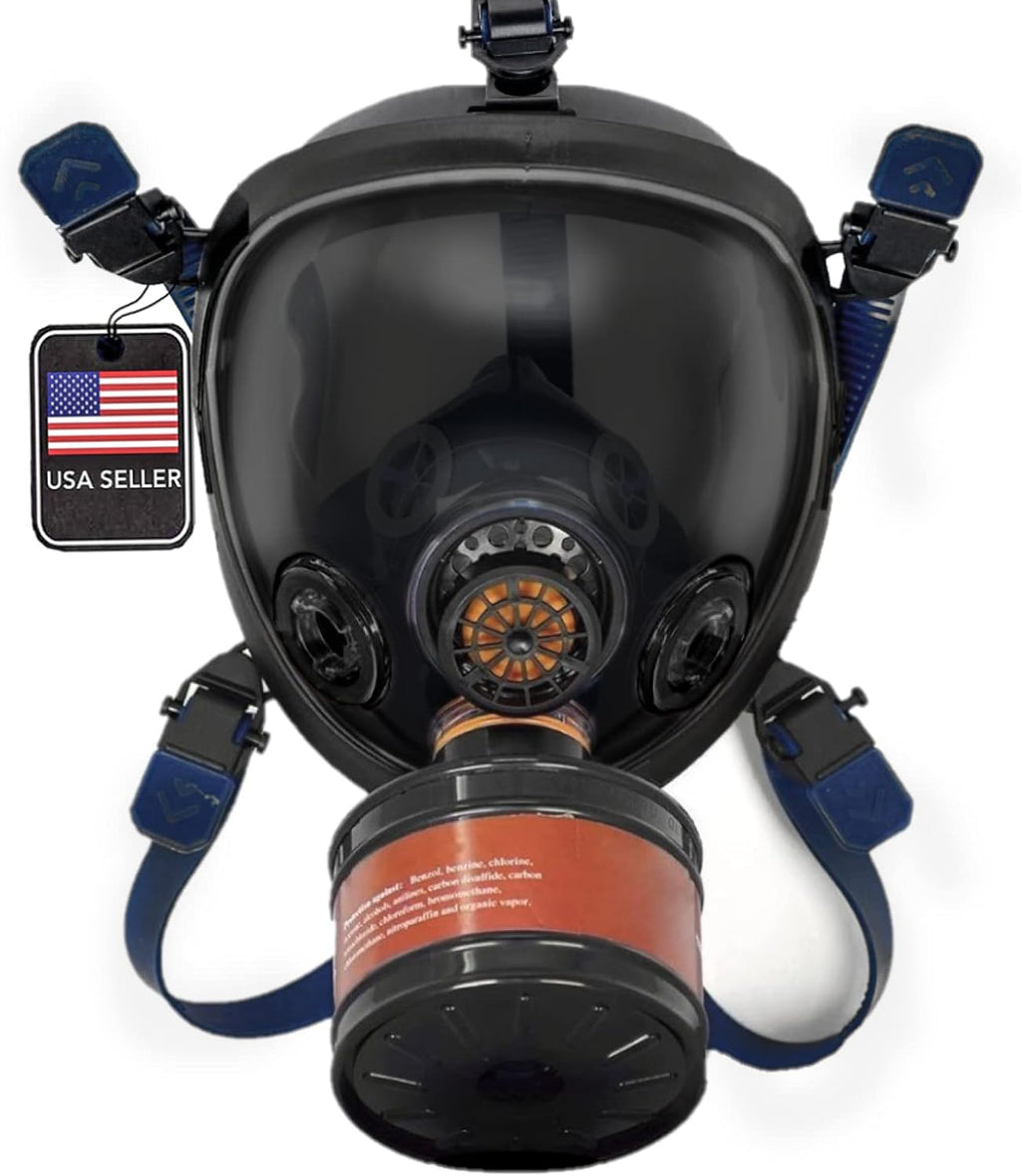 Full Face Respirator with 40mm Gas Filter Canister F7545