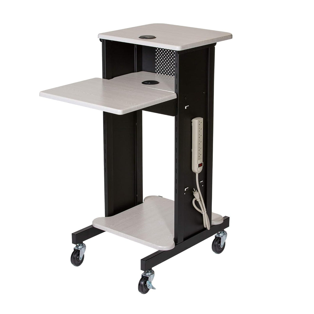 Presentation Cart and Stand, Steel Frame, Ivory Woodgrain M361