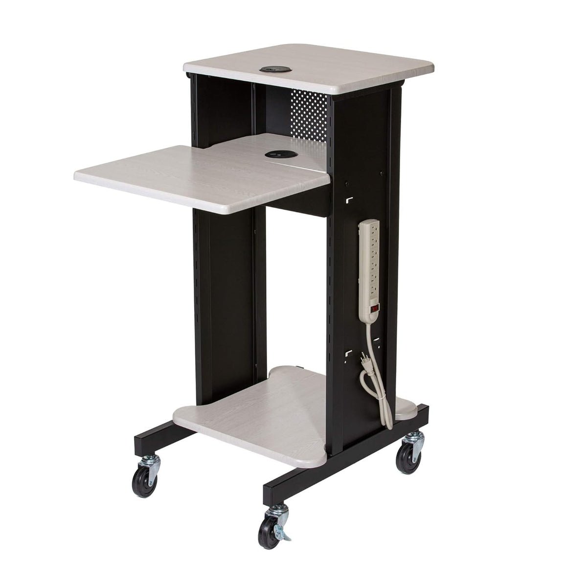 Presentation Cart and Stand, Steel Frame, Ivory Woodgrain M361