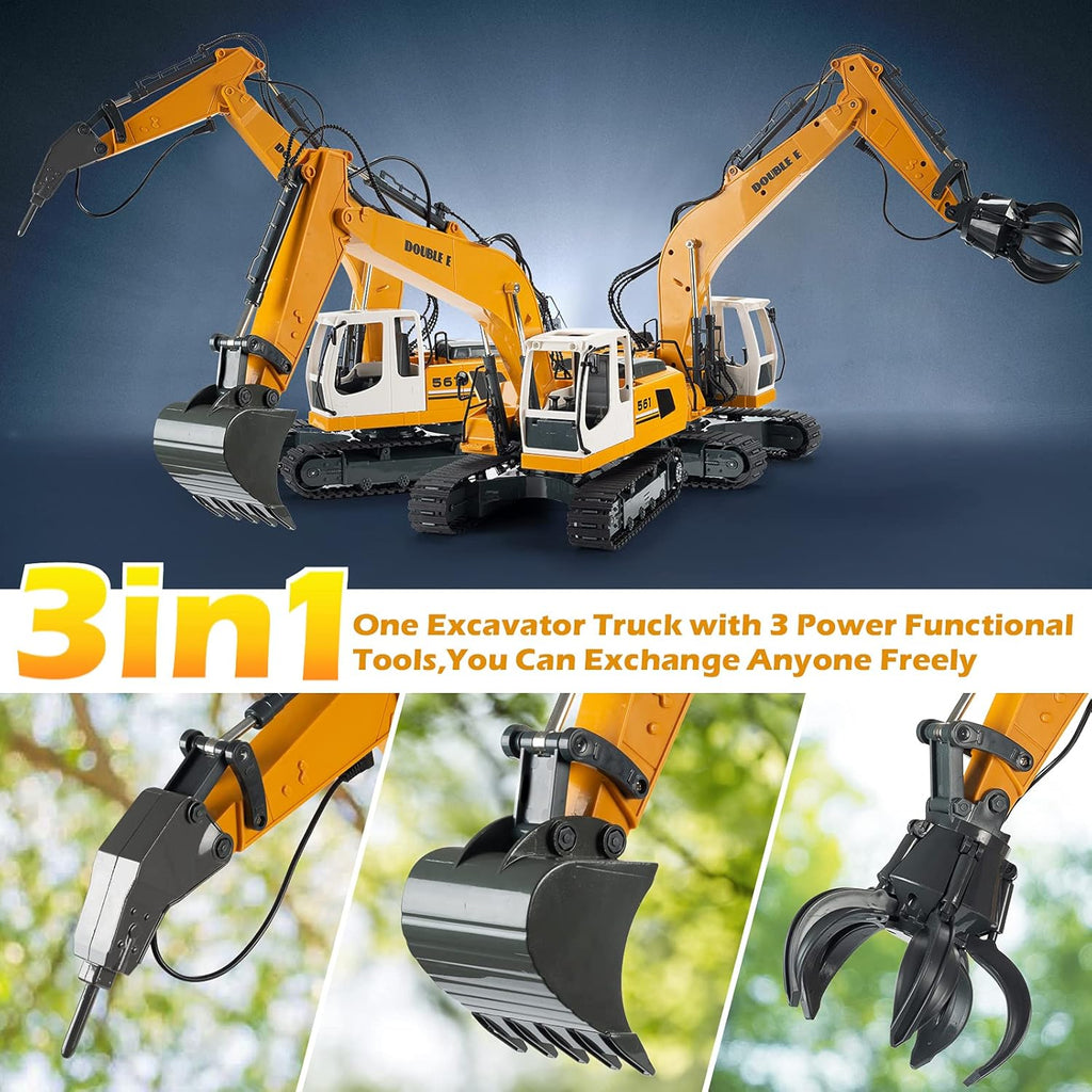 Remote Control Excavator Toy 17 Channel 3 in 1 RC Construction Vehicle with Working Lights U7255