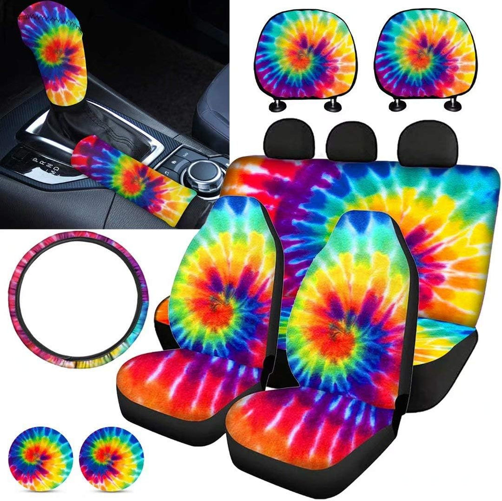 Purple Sugar Skull Car Seat Cover Set 11 PCS T50763