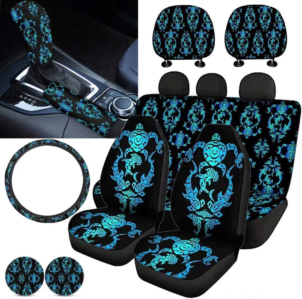 Purple Sugar Skull Car Seat Cover Set 11 PCS T50763