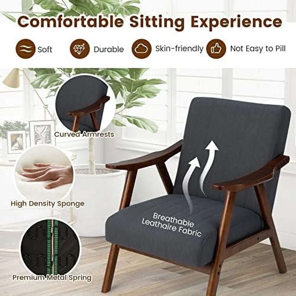 Mid-Century Modern Upholstered Accent Chair with Arms H579853