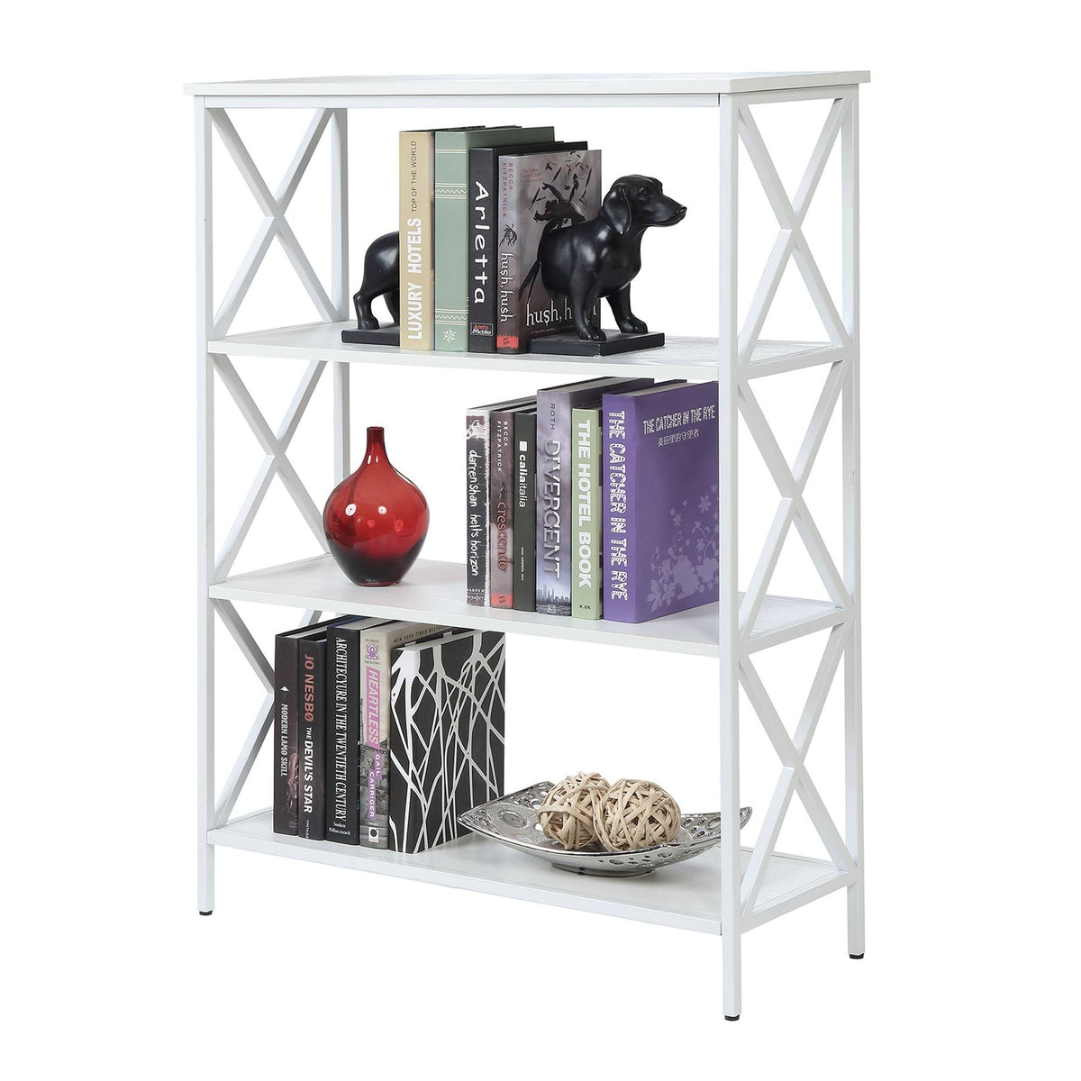 Metal and Wood 4-Shelf Bookcase J118