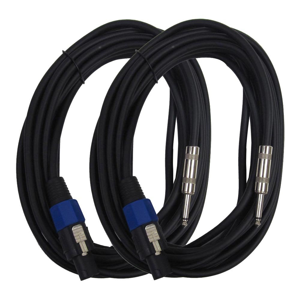 25 Foot Speakon to 1/4 Speaker Cable, 2 Conductor, 14 Gauge, Pack of 2 B286