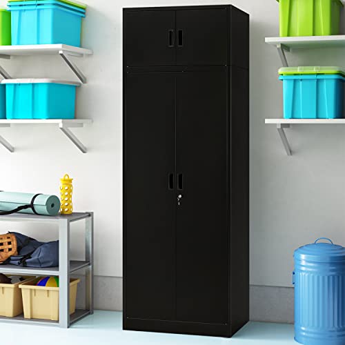 Black Lockable Steel Storage Cabinet with 2 Drawers O995