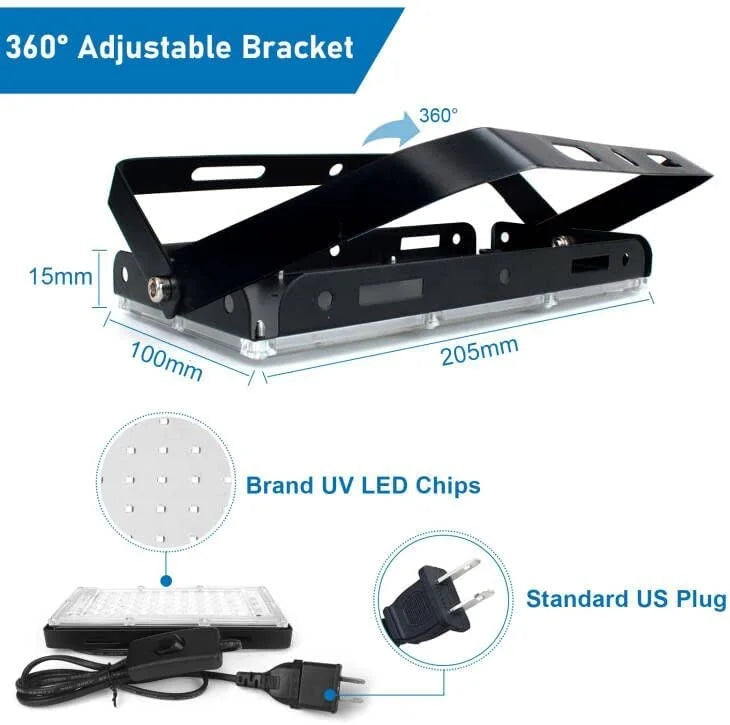 2 Pack 50W Black Lights, Blacklight Flood Light with Plug and Switch J602