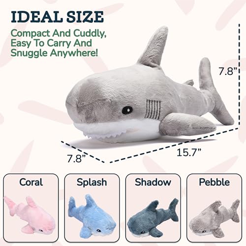 Large Multicolor Shark Stuffed Animal Plushie with 6 Mini Stuffed Toys H66600