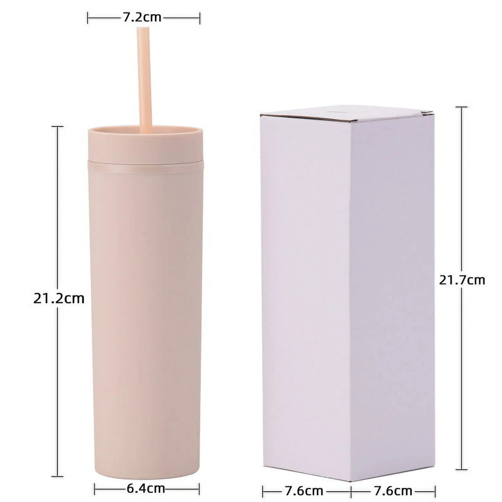 16oz Tumbler with Lid and Straw Double Wall Plastic Cup BPA Free T83885