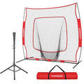 7x7 Ft Baseball Softball Practice Net with Batting Tee and Carry Bag O52643