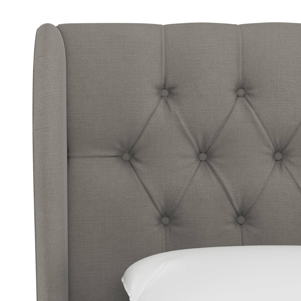 Gray Linen Tufted Wingback Headboard P659709