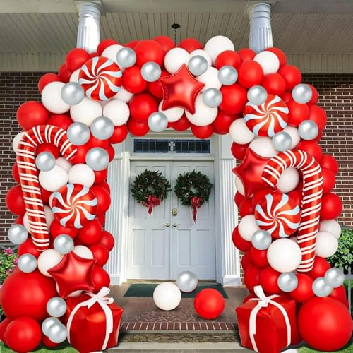 Christmas Balloon Arch Garland Kit 160pcs Red Green Gold Balloons W95653