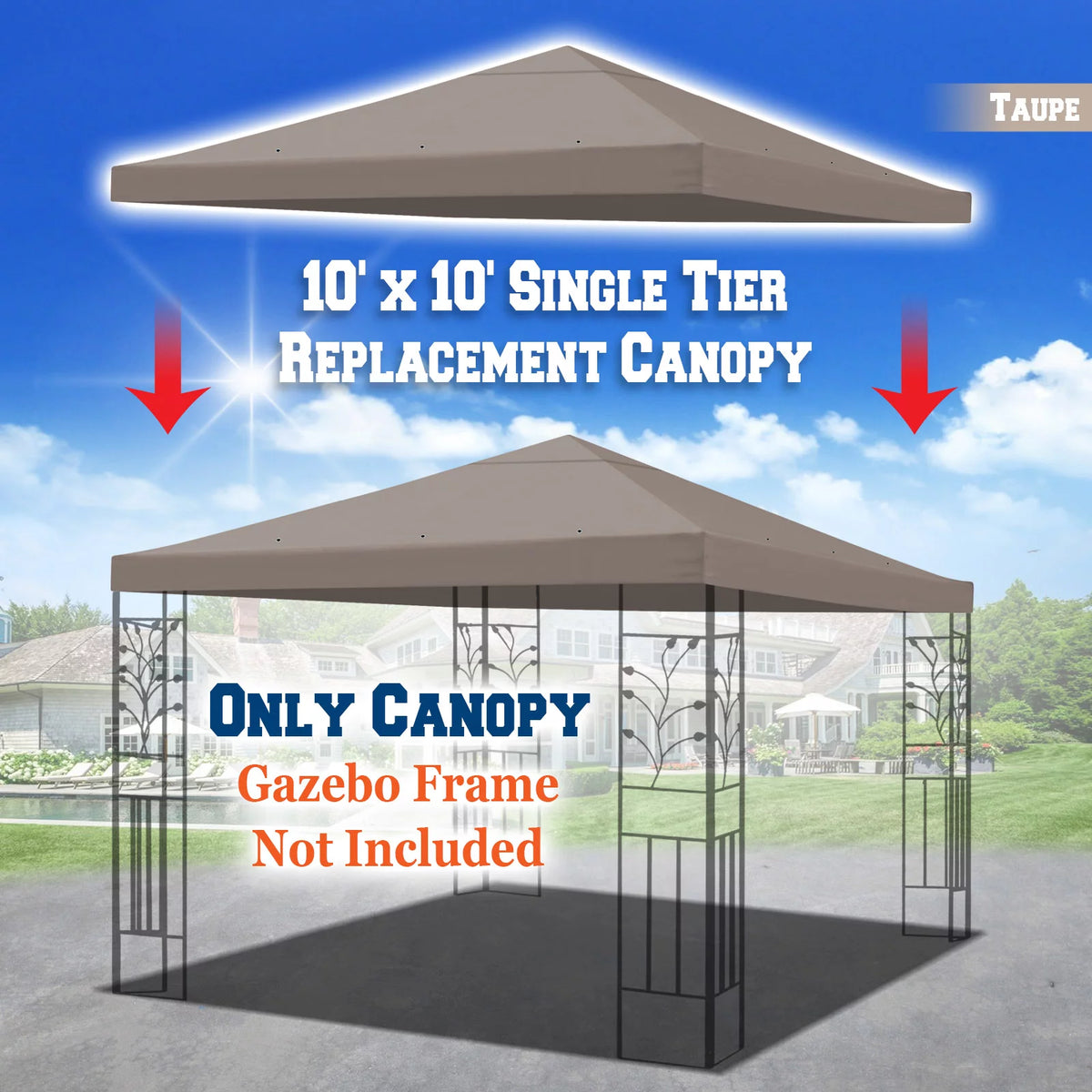 Replacement Top Cover for 10'X10' Gazebo Canopy A13558