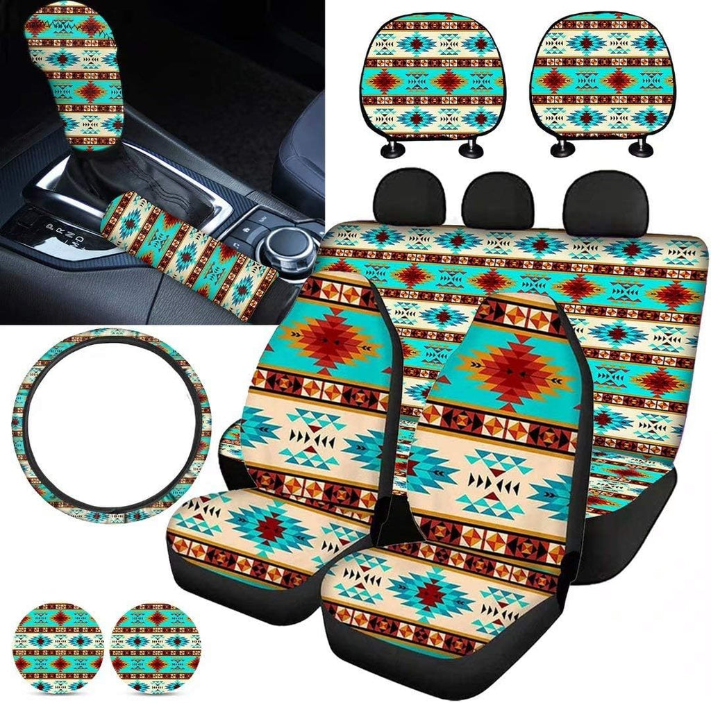 Purple Sugar Skull Car Seat Cover Set 11 PCS T50763