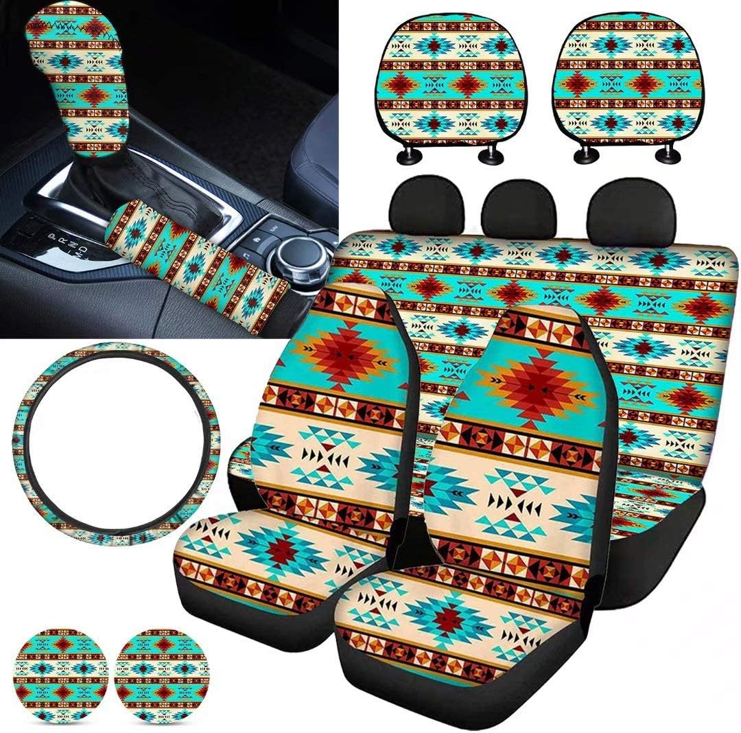 Purple Sugar Skull Car Seat Cover Set 11 PCS T50763
