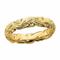 Sterling Silver Gold-Plated Carved Band E196366