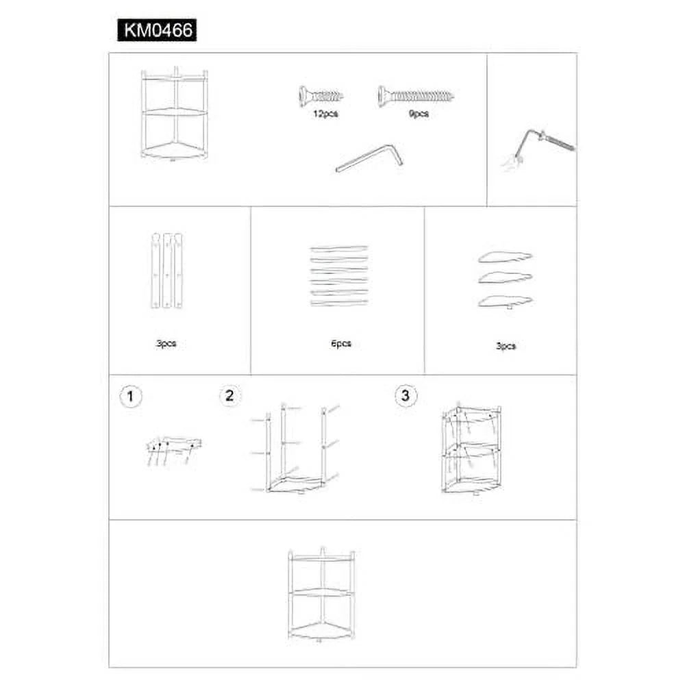 3 Tier Bamboo Corner Shelf 29 Inch V87729