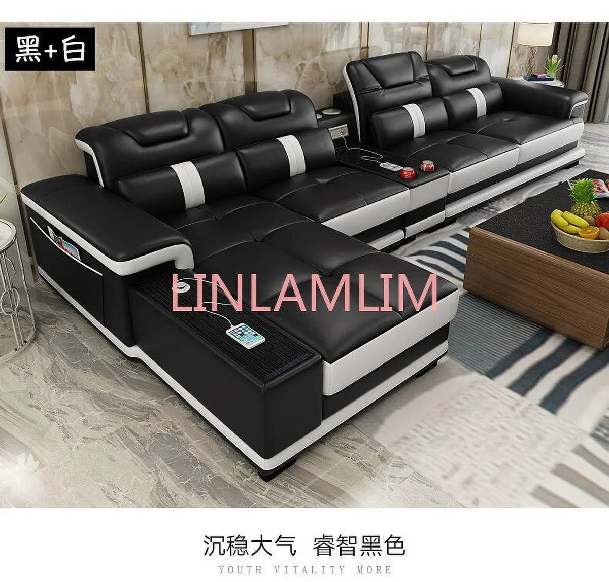 Genuine Leather Recliner Sofa Set H872