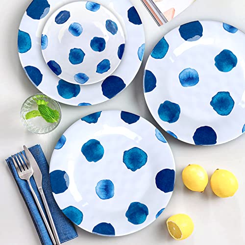 16 Pcs Melamine Dinnerware Set Plates Bowls Cups Unbreakable N63730