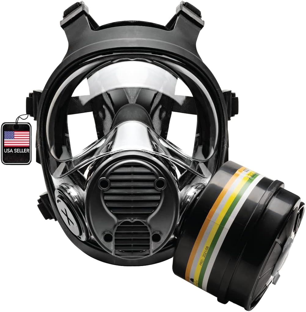 Full Face Respirator with 40mm Gas Filter Canister F7545
